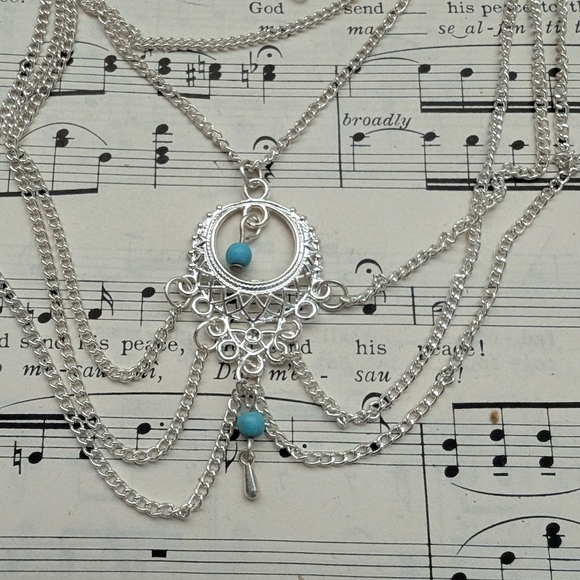 Elegant Silver and Turquoise Layered Ankle Bracelet - Picture 1 of 7